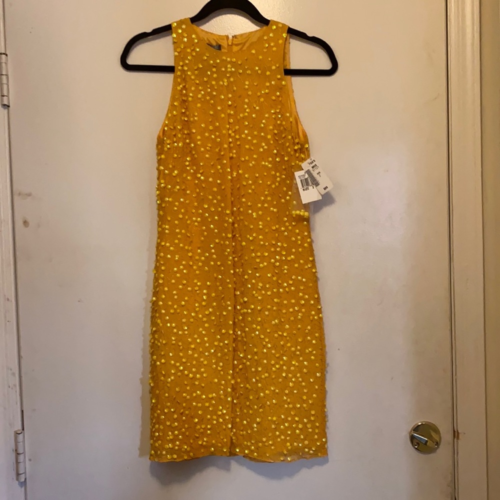 Yellow fun dress with sequins, girls party dress
